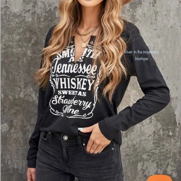 LAST ONE!!!Whiskey Sweet As Strawberry Wine Graphic Top! - Picture 4 of 6